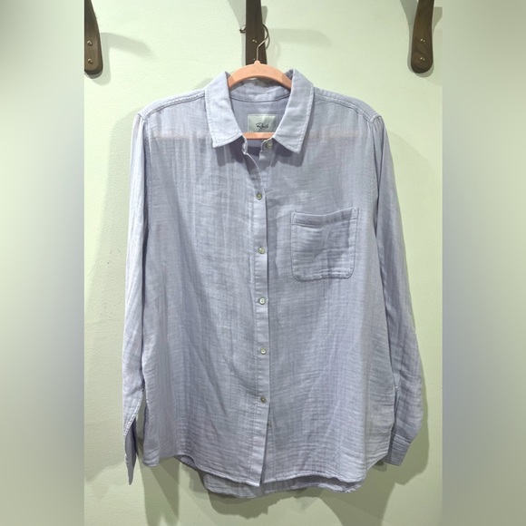 Rails Ellis Long Sleeve Button Down Cotton Gauze Pale Violet Size L - Picture 6 of 12